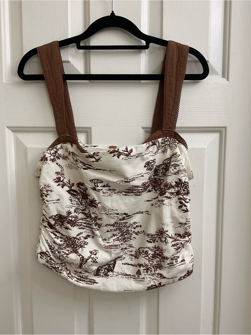 FREE PEOPLE Cropped Knit Top Toile Print Size L